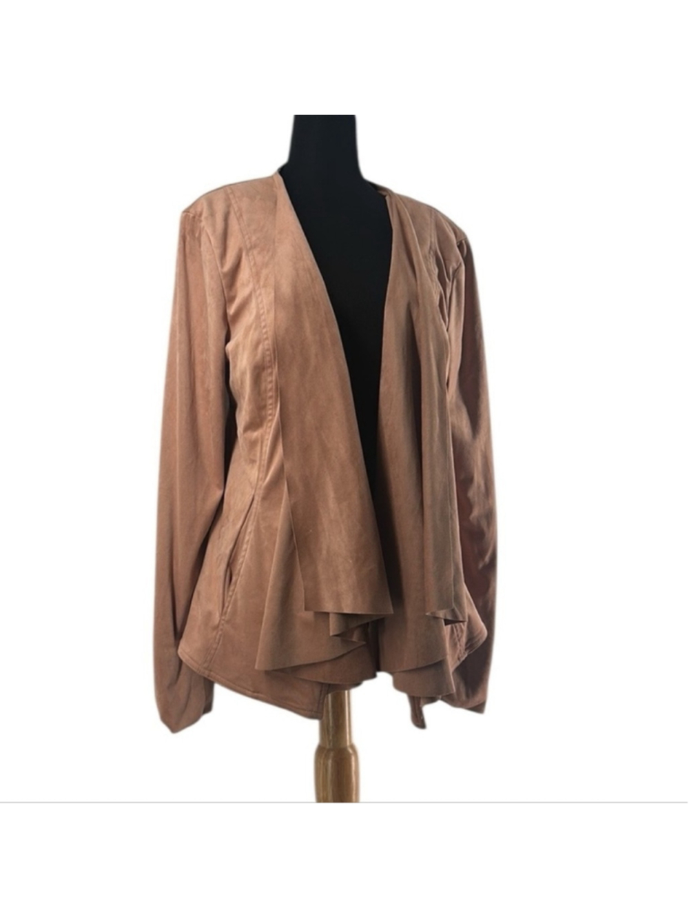 Anthropologie Hutch Peach Faux Suede Draped Open Jacket Size XL - Picture 2 of 9